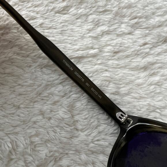 GUCCI Acetate Round Metal Sunglasses GG0071S Gray & Green - Picture 9 of 14